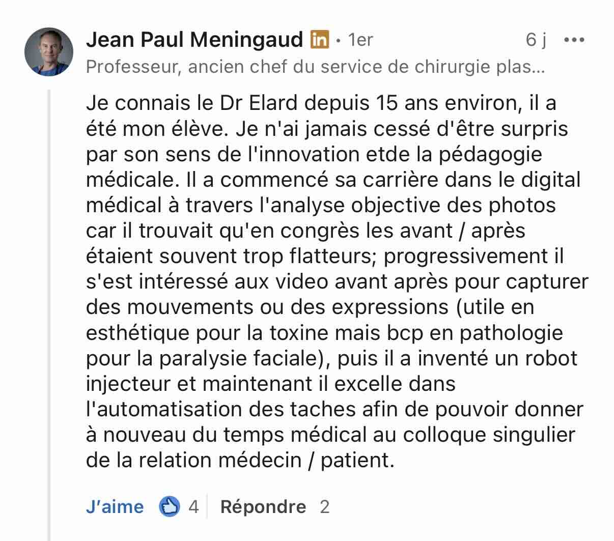 Témoignage de Pr Jean Paul Meningaud