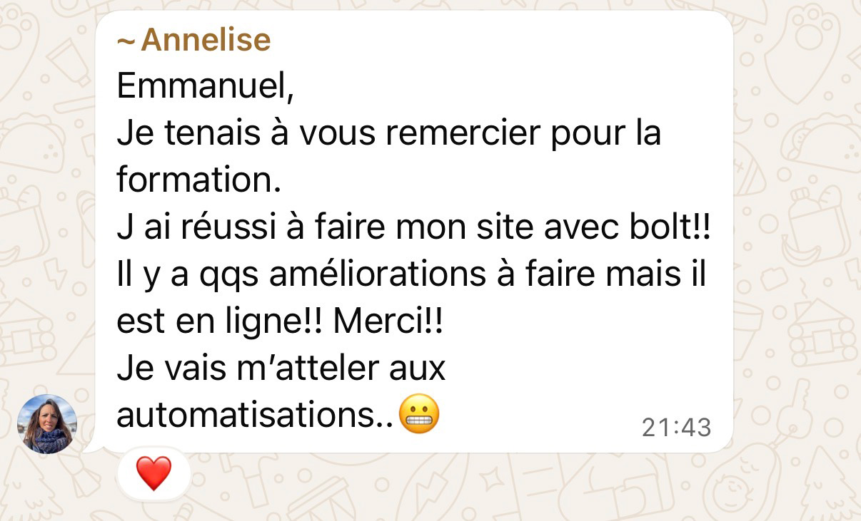 Témoignage WhatsApp - Retour participant formation IA